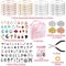 300 Pieces Bangle Bracelets Making Kit, Charm Bracelet Making Kit with Expandable Bangles, Charms, Jump Rings and Pliers for Jewelry Making Bangle Bracelets (with Gift Box and Tools)